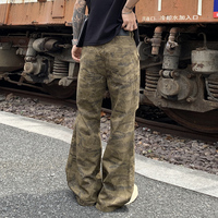 Pantalons cargo mode camouflage vintage européens pour hommes jeans droits plissés de haute qualité jeans baggy en denim personnalisés pour hommes