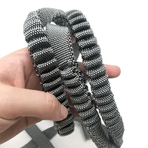 Custom grey Elastic bungee Nylon Pleated Band Pet Stretch Elastic Band Cushioning Webbing