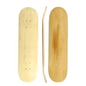 Commercio all'ingrosso disegni oem tinta unita in bianco pattino di legno di acero doppio calcio di skateboard deck