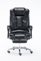 Chaise de bureau ergonomique de direction, design contemporain, cuir synthétique, appui-tête personnalisé, hauteur réglable, pivotant à 360°, acier