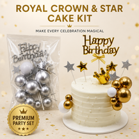 14pcs Set Dekorasi Kue Ulang Tahun Emas Metalik, Mahkota, Bintang, Bola Glitter untuk Perlengkapan Pesta