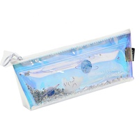 En gros brillant pvc pochette à crayons pour filles pvc transparent papeterie pvc sac à fermeture éclair pour paquet de stylo