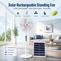 Grand ventilateur solaire rechargeable de 16 pouces, à longue autonomie, avec un flux d'air puissant, pour bureau ou sur pied, double usage, facile à utiliser, personnalisable OEM