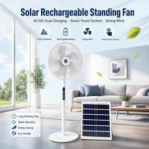 Ventilador solar recargable grande de 16 pulgadas, de larga duración, con flujo de aire potente, de doble uso, para escritorio y camping al aire libre. - Product Image 6