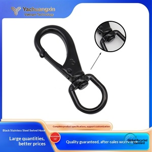 Marine Flag Pole Hardware Kit Model #2 Black Stainless Steel Swivel Eye Clips & Snap <b>Hooks</b> for Automotive Industry - Product Image 4
