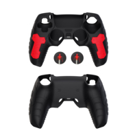 Coque de protection en silicone antidérapante bicolore pour manette, colorée avec deux capuchons de joystick à motifs multiples pour PS5 DualSense