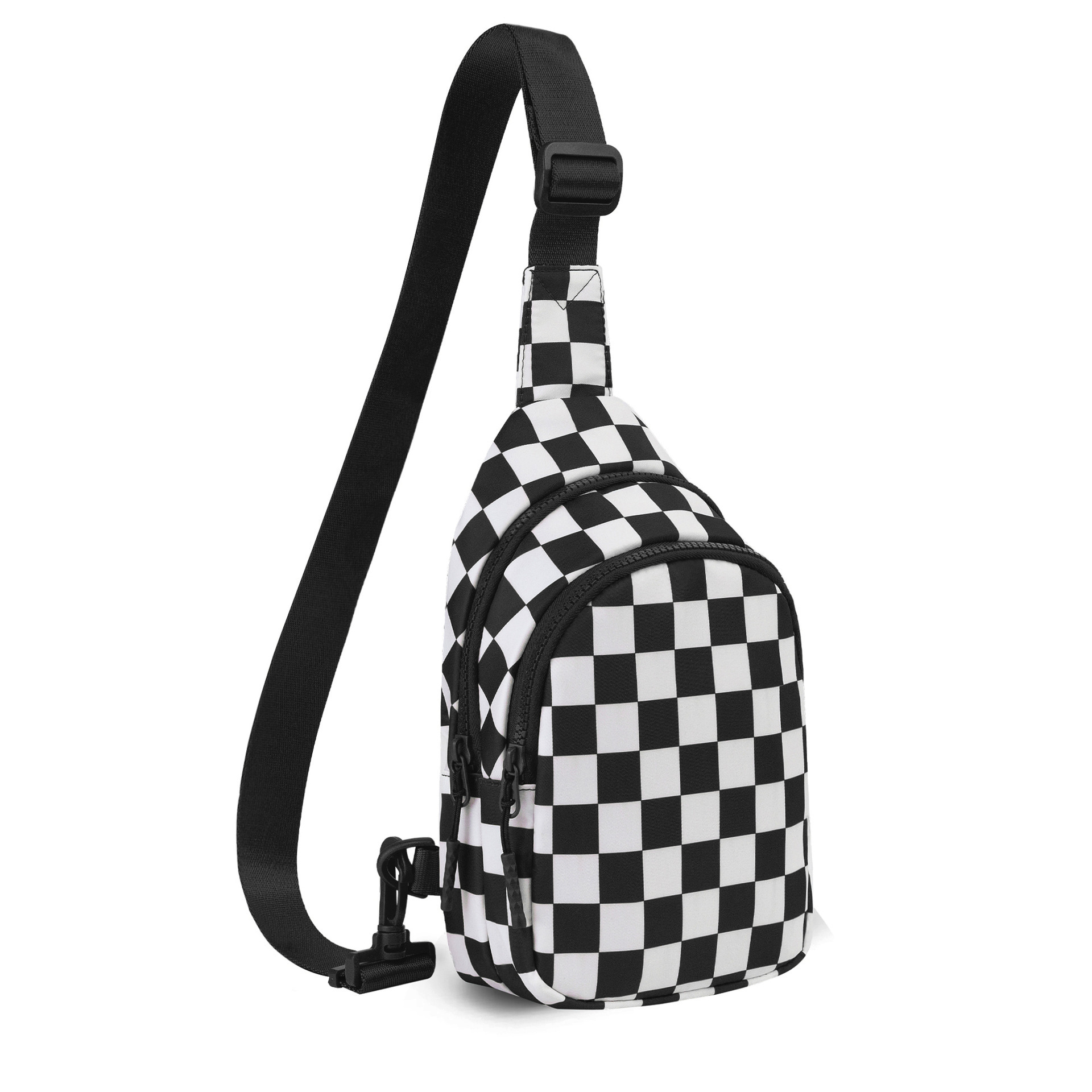 Wholesale Checkered Cycling Chest Bag Everyday Nylon Sling 