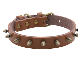 Collar para Perro <span class=keywords><strong>de</strong></span> Primera Calidad con Diseño <span class=keywords><strong>de</strong></span> Rayas, Decoración <span class=keywords><strong>de</strong></span> Piel, Anti-Mordidas, Remaches <span class=keywords><strong>de</strong></span> Cobre Antiguo, Nuevo Collar para Mascotas - Product Image 5