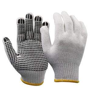 Guantes de seguridad para el trabajo, manoplas de punto de una sola Palma, de PVC, antideslizantes, punteados, color blanco y negro - Product Image 1