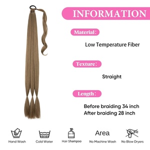 Venta al por mayor de nuevas pelucas europeas y americanas transfronterizas, trenzas falsas sintéticas de cola de caballo para mujeres, trenzado de cuerda de boxeo - Product Image 5