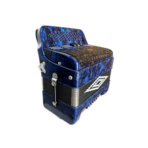 Acordeón SEASOUND de 34 Botones, 12 Bajos, 3 Registros, Cuerpo de Celuloide Azul, Rejilla Negra, Botones Negros, Acordeón Diatónico JB3412C - Product Image 3