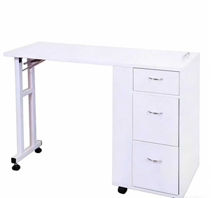 Foldable nail salon <b>table</b> with wheels and movable multi-layer drawers, nail repair workbench - Product Image 1