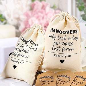 Bolsas de Lona Personalizadas de 10*15cm para Recuerdos de Boda, Bolsas de Regalo para Invitados, Kit de Supervivencia y Recuperación para la Resaca - Product Image 1