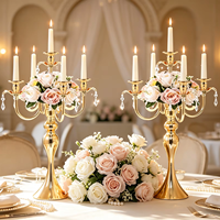 Candélabre européen à 5 bras en forme de cœur, centre de table vintage romantique pour mariage, dîner aux chandelles, restaurant, maison