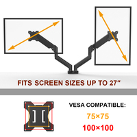 Charmount Hot Selling Gas Spring Support de moniteur à double bras pour écran 17 "-32"