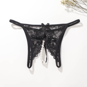 Tanga de Encaje con Perlas para Mujer, Ropa Interior Sexy, Tanga con Encaje <span class=keywords><strong>en</strong></span> la Entrepierna, Lencería Tentadora, Ropa Interior Elegante # 1354 - Product Image 6