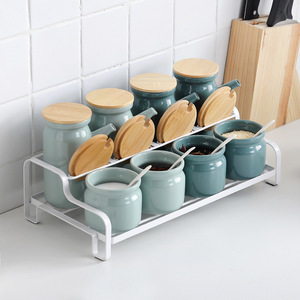 Articoli per la casa all'ingrosso stoviglie Dispenser di olio e aceto Set di barattoli di stoccaggio Set di barattoli di spezie in ceramica nordica con supporto - Product Image 3
