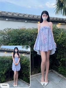 Vestido Ecológico con Mangas Farol, Estampado Floral Degradado y Aberturas Superpuestas Delantera y Trasera, Ideal <span class=keywords><strong>para</strong></span> Citas al Aire Libre y <span class=keywords><strong>Parejas</strong></span> - Product Image 2