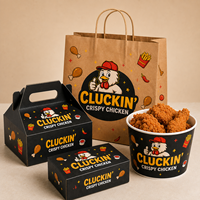 Boîte en papier jetable personnalisable avec logo pour emballage alimentaire de burgers, poulet frit et frites, à emporter, pour restaurant, marque privée, recyclable