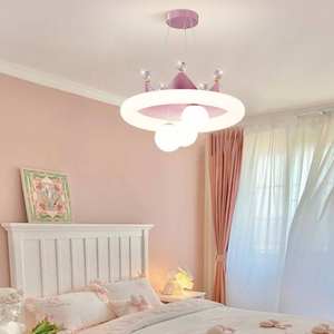 Nordic Crown Kids Dormitorio LED Lámpara de techo LED Romántica Niñas Princesa Iluminación colgante para habitación de niños - Product Image 5