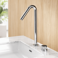Robinet de lavabo haut en laiton chromé HONGDEC, à poser sur le comptoir, avec poignée séparée, col de cygne, pour salle de bain