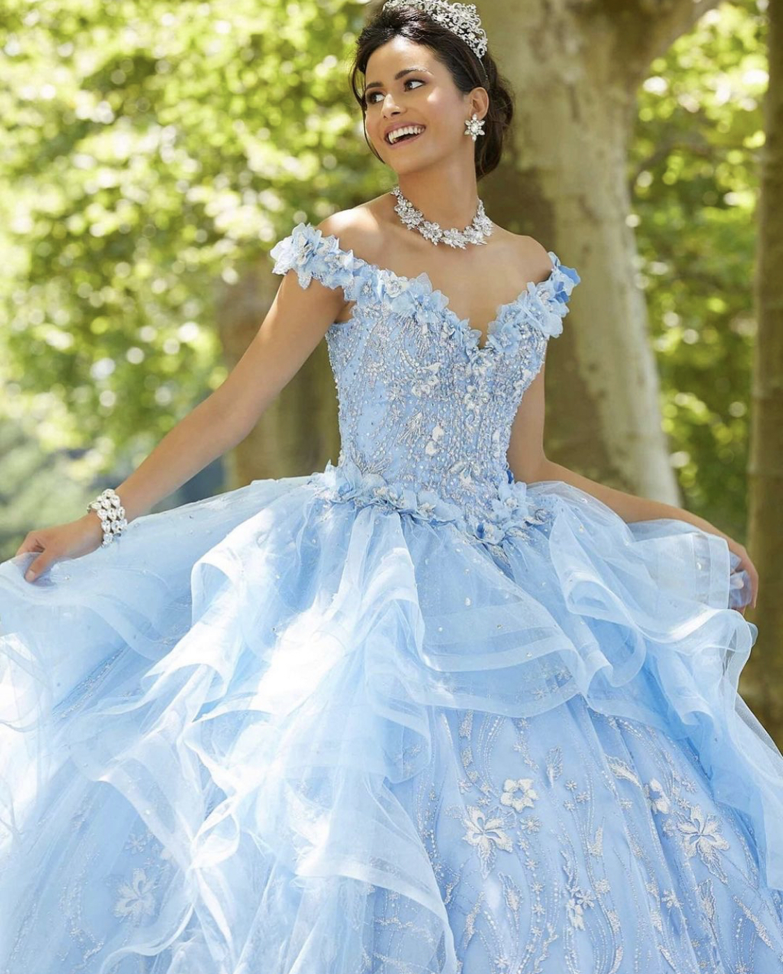 Risparmia alla grande su Donne Blue Quinceanera Abi Abi Stile Quinceanera Blush Abo Da Ballo Principessa Con Fiori In Rilievo E Paillettes Con