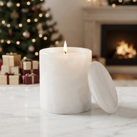 Porte-bougie en marbre onyx naturel personnalisé en gros, avec couvercle, décoration d'intérieur, bougie de luxe