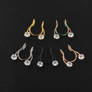 New 1Pcs Clear Zircon Nose Rings Piercing Faux Septum U Shaped <strong>Jewelry</strong> for Women Man Non Piercing <strong>Fake</strong> Nose Piercing <strong>Jewelry</strong> - Product Image 6