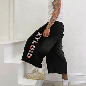 Custom Oversized Baggy Sports <b>3</b>/<b>4</b> <b>Shorts</b> Embroidery Design 100% Cotton French Terry Heavyweight <b>Shorts</b> <b>For</b> <b>Men</b> <b>3</b>/<b>4</b> Sweatpants - Product Image 1