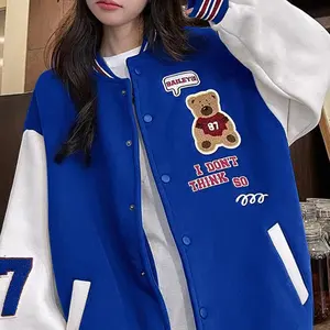Kualitas tinggi Chenille bordir jaket Universitas wanita kustom Logo jaket Letterman YC65 Bomber jaket Vintage untuk wanita