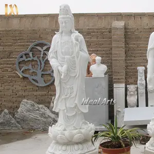 이상적인 예술 도매 guan 음과 불교 정원 동상 흰색 대리석 Guanyin 부처님 동상