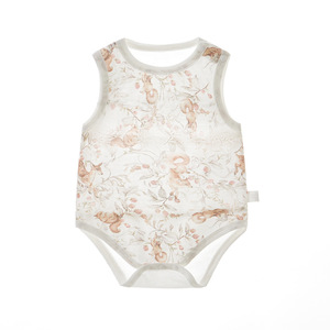 Ropa de bebé: <span class=keywords><strong>Pijama</strong></span> de algodón puro de una pieza para recién nacido, tipo tiras triangulares, con entrepierna abierta, fino para verano - Product Image 1