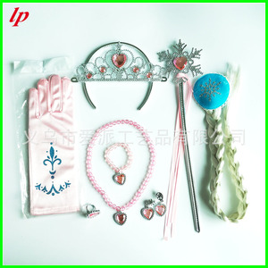 Frozen Princess Crown Snowflake Wand Gloves Necklace Bracelet Ring Earrings <b>Wig</b> <b>Braid</b> Set LPP4635 - Product Image 4