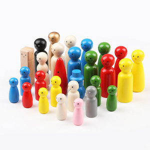 Figuras de madera, 28 piezas, coloridas, pintadas, con cabeza redonda, juguetes artesanales DIY para niños, proyectos de arte - Product Image 3