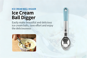 Cuillère à glace en acier inoxydable avec poignée confortable pour servir la crème glacée, les fruits et le yogourt glacé - Product Image 3