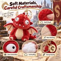 Porte-clés en peluche Dragon à marque privée, prêt à la vente pour les boutiques lifestyle, les concept stores, les coffrets cadeaux et les marques en ligne