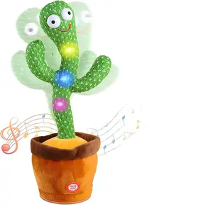 Interactif enfants danse parler peluche danse cactus 120 chansons usb charge danse chant et secouant cactus peluche jouet