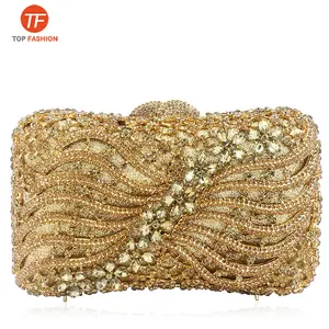 Factory Wholesale Luxury Evening Bag Crystal Clutch Wedding Prom Party Large Female Bow Purse