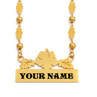Collares con Letras Personalizadas con Nombre, Joyería Hawaiana con Flores de Guam, Impresión Personalizada con Fecha de Nacimiento/Tu Idea # 106721