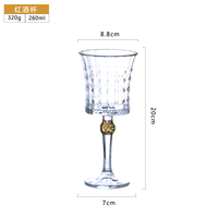 Verre à vin rouge et à champagne de style français avec cristal de galvanoplastie doré pour hôtels vintage européens