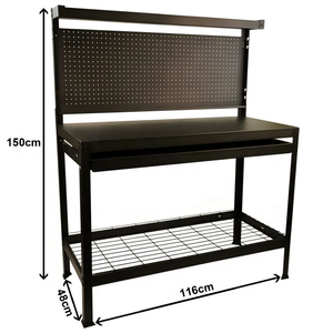 Établi de travail de rangement, étagère à fil, pegboard, robuste, avec tiroirs, en métal - Product Image 1