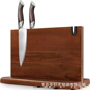 <b>Wooden</b> kitchen countertop magnetic knife holder, no-drill knife storage and display rack, double-sided magnetic knife <b>block</b> - Product Image 1