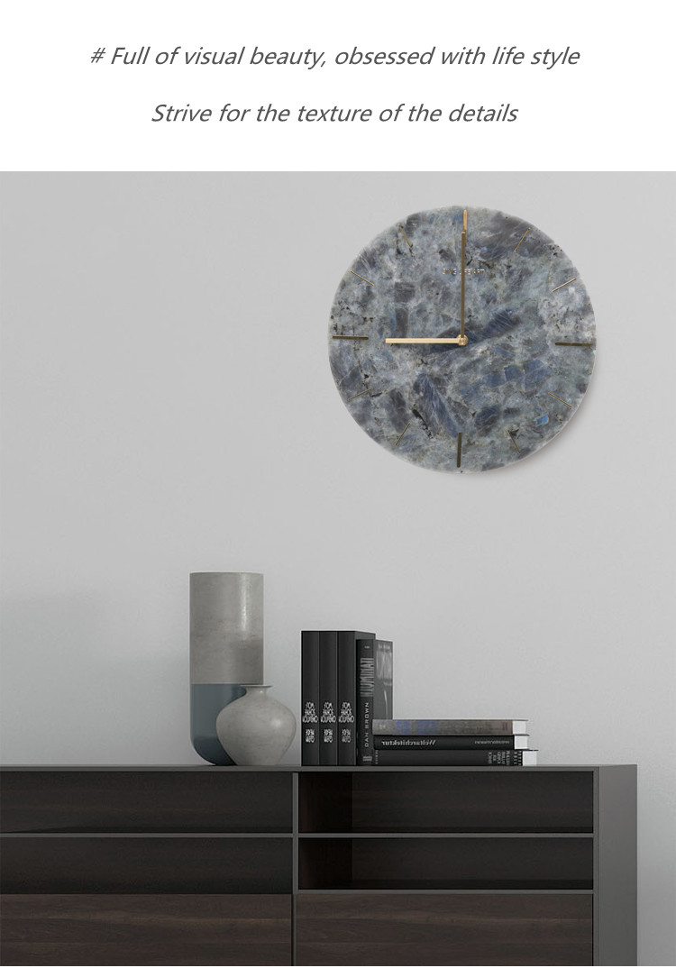 Round Wall Clocks Grey Stone Home Decor Modern Marble Wall Clock And Marble Art Craft horloge murale Gift Namibian White