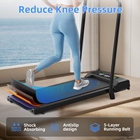 Tapis de marche électrique pliable avec voyant lumineux, tapis de course sous table pour la maison avec équipement d'entraînement inclinable et réglage de la vitesse