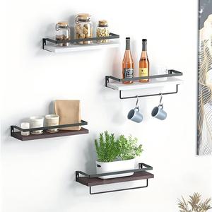 Rak Pengering Rambut Gantung Dinding Kayu untuk Penyimpanan Kamar Mandi, Hemat Ruang, Rak <span class=keywords><strong>Rustic</strong></span>, Maksimalkan Ruang dan Tempat Peralatan - Product Image 3