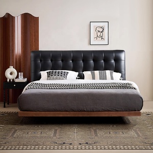 Zayshine <span class=keywords><strong>Letto</strong></span> Matrimoniale Moderno di Lusso in Pelle Nera, Modulare per Camera da <span class=keywords><strong>Letto</strong></span> Padronale, Misure King e Queen, Grande Dimensioni da 1.5 e 1.8 Metri - Product Image 2
