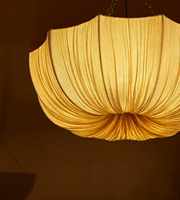 Luminaire suspendu LED en tissu rétro français avec lumière blanche chaude 3500K 150CM pour salon