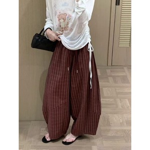 2026 Wholesale Autumn Plaid Cotton Pants High Waist Drawstring Wide Leg Balloon Jeans Baggy Vintage <strong>Trousers</strong> <strong>Women</strong> Plus Size - Product Image 2