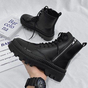 Wholesale <strong>Custom</strong> Men Black <strong>Shoes</strong> Men's Chunky Heel Boots Waterproof Boots for Men - Product Image 5