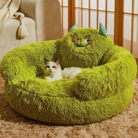 Coussin pour chien motif monstre vert, doux, chaud, en peluche, lavable, en coton PP, pour chiens de petite et moyenne taille, chiots, chats, utilisation intérieure toutes saisons